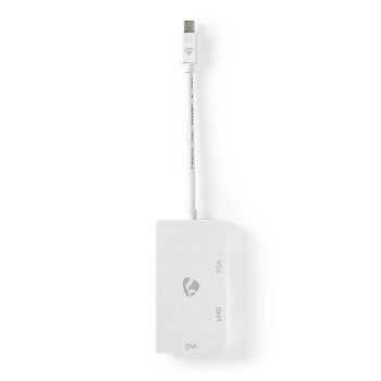 DisplayPort Adapter | Mini DisplayPort Male | DVI-D 24+1-Pin Female / HDMI™ Output / VGA Female | 4K@60Hz | Nickel Plated | Switchable | 0.20 m | Round | ABS | ABS | White | Polybag DisplayPort Adapter | Mini DisplayPort Male | DVI-D 24+1-Pin Female / HDMI™ Output / VGA Female | 4K@60Hz | Nickel Plated | Switchable | 0.20 m | Round | ABS | ABS | White | Polybag